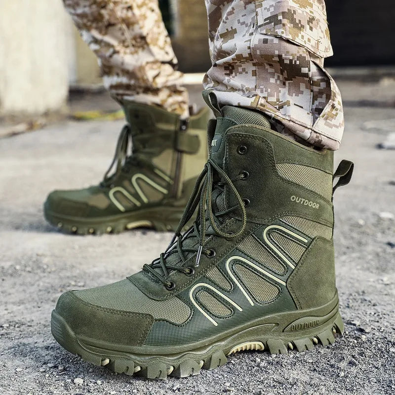 Summer high quality Trendy Outdoor Desert Mid-Top Special Tactical Military Boots plus Size39-47Lightwei Breathable Comfortable