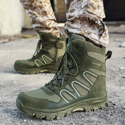 Summer high quality Trendy Outdoor Desert Mid-Top Special Tactical Military Boots plus Size39-47Lightwei Breathable Comfortable