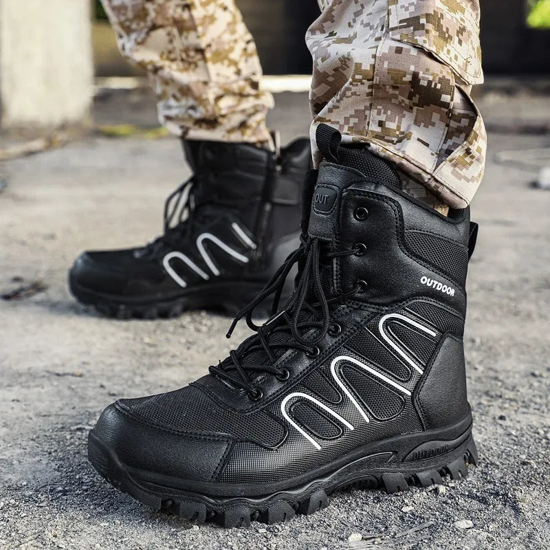 Summer high quality Trendy Outdoor Desert Mid-Top Special Tactical Military Boots plus Size39-47Lightwei Breathable Comfortable