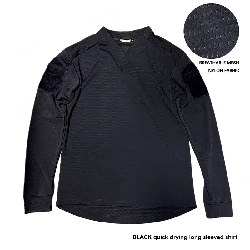 Ranger Green vs Long-sleeved Tactical T-shirt Outdoor Hiking And Mountain Climbing Quick-drying Sweat-wicking V-neck T-shirt Ven