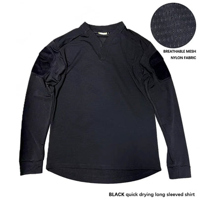 Ranger Green vs Long-sleeved Tactical T-shirt Outdoor Hiking And Mountain Climbing Quick-drying Sweat-wicking V-neck T-shirt Ven