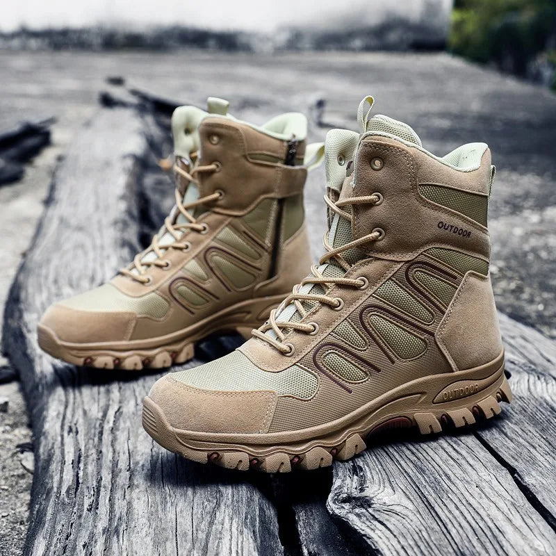 Summer high quality Trendy Outdoor Desert Mid-Top Special Tactical Military Boots plus Size39-47Lightwei Breathable Comfortable