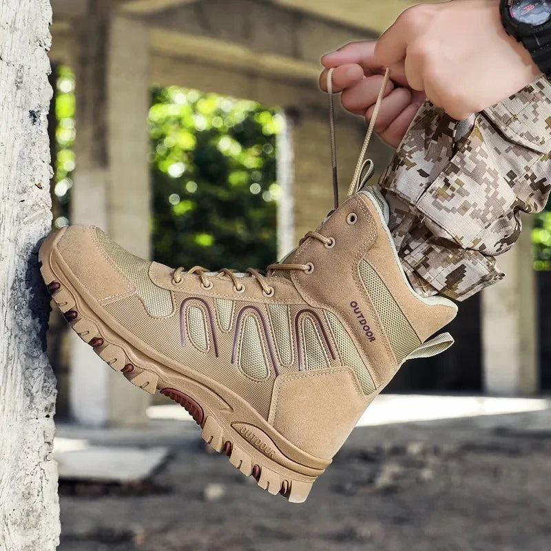 Summer high quality Trendy Outdoor Desert Mid-Top Special Tactical Military Boots plus Size39-47Lightwei Breathable Comfortable