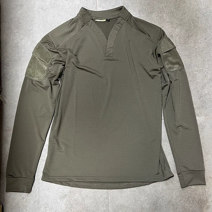 Ranger Green vs Long-sleeved Tactical T-shirt Outdoor Hiking And Mountain Climbing Quick-drying Sweat-wicking V-neck T-shirt Ven