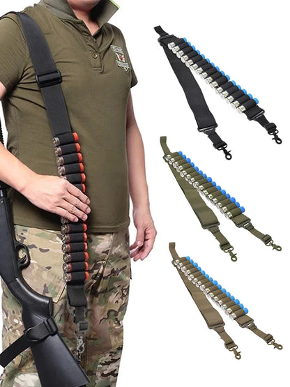 15 Rounds Ammo Shell Belt Rifle 12 Gauge Pouch 2 Point Sling Holster Shoulder Strap Hunting Blet Accessories