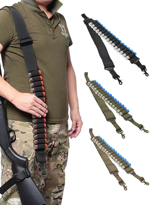 15 Rounds Ammo Shell Belt Rifle 12 Gauge Pouch 2 Point Sling Holster Shoulder Strap Hunting Blet Accessories