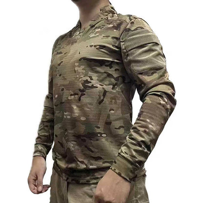 Ranger Green vs Long-sleeved Tactical T-shirt Outdoor Hiking And Mountain Climbing Quick-drying Sweat-wicking V-neck T-shirt Ven