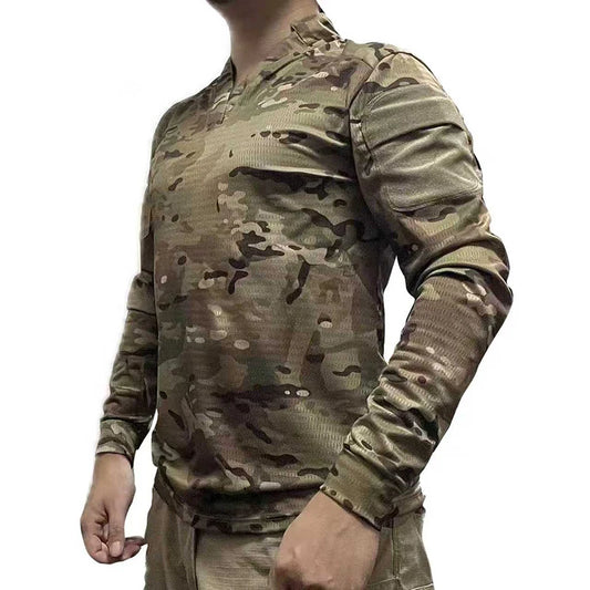 Ranger Green vs Long-sleeved Tactical T-shirt Outdoor Hiking And Mountain Climbing Quick-drying Sweat-wicking V-neck T-shirt Ven